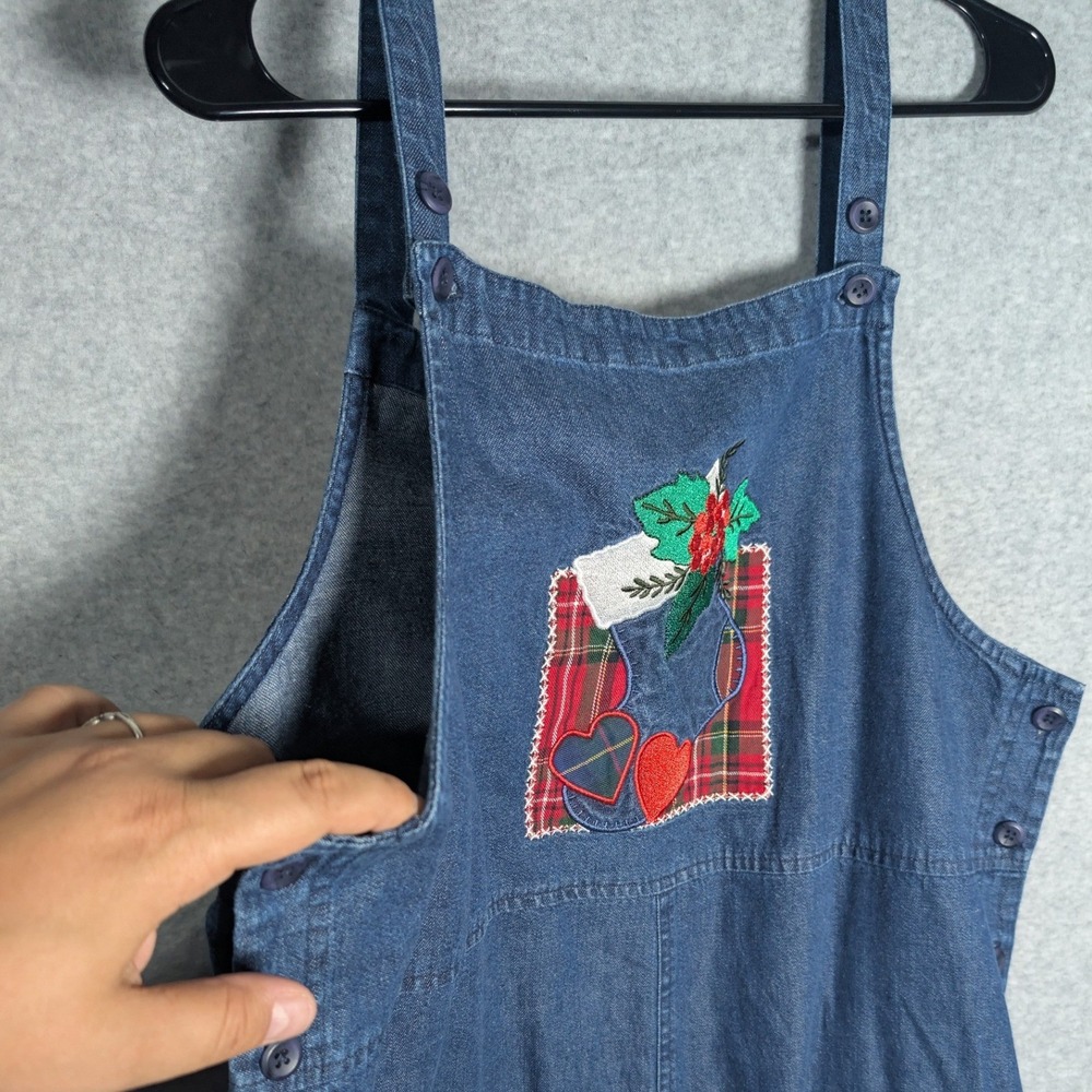Westbound Pinafore Jumper Dress Medium Christmas Plaid Denim Holiday Festive - Picture 4 of 15